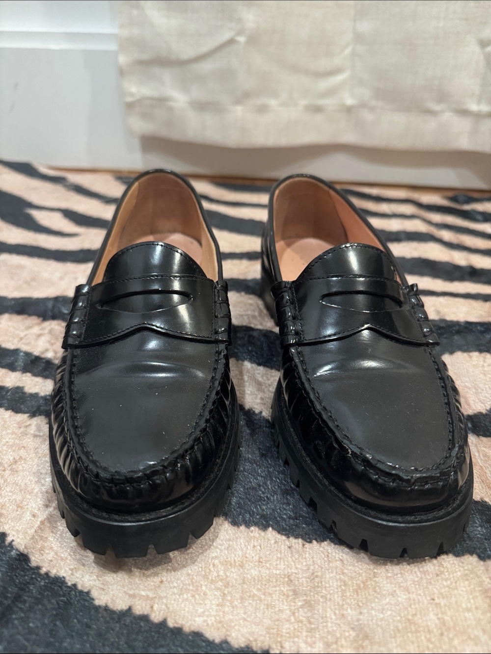 J. Crew Black Patent Leather Penny Loafers